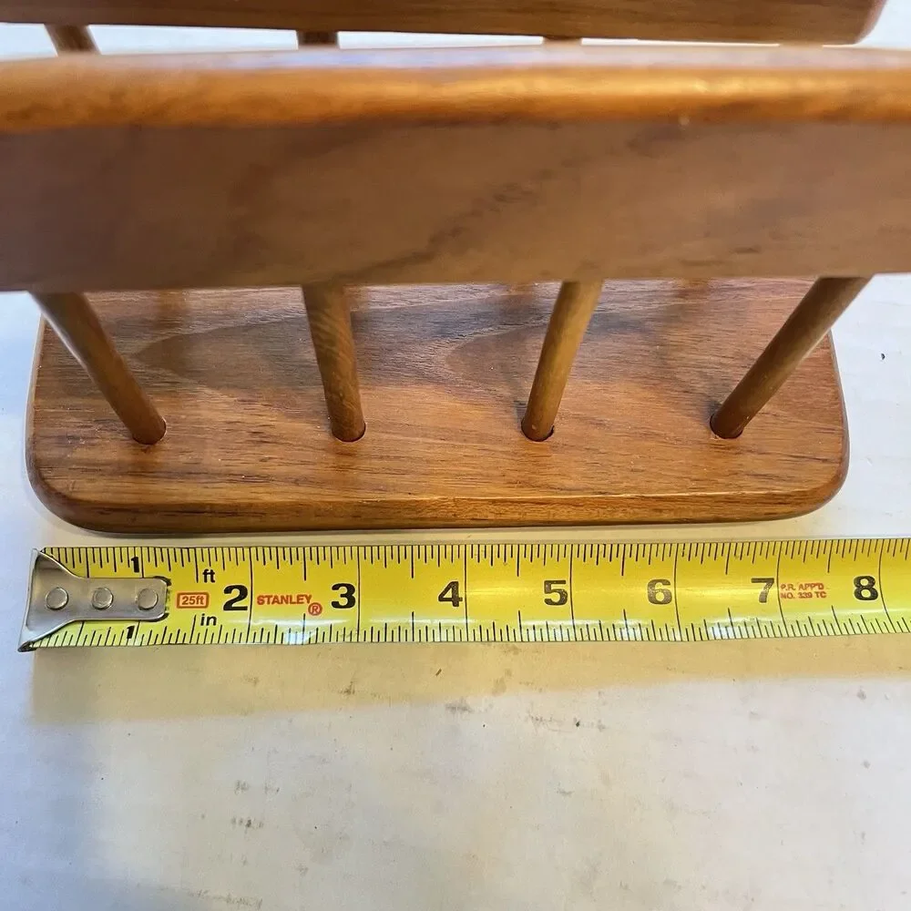 Vintage Wooden Teak Napkin Mail Holder w/ Spindles-Country Kitchen * Granny Core